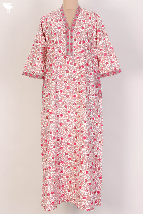 60s Cotton Kaftan In Floral Print