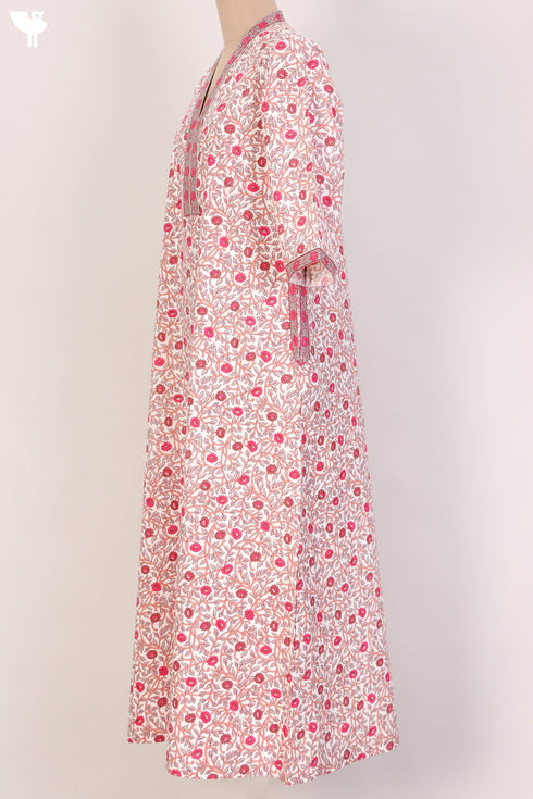 60s Cotton Kaftan In Floral Print