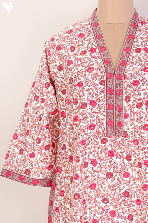 60s Cotton Kaftan In Floral Print