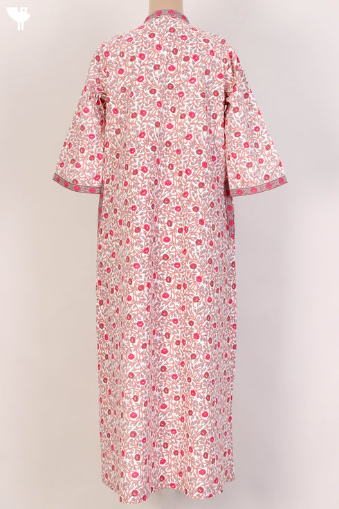 60s Cotton Kaftan In Floral Print
