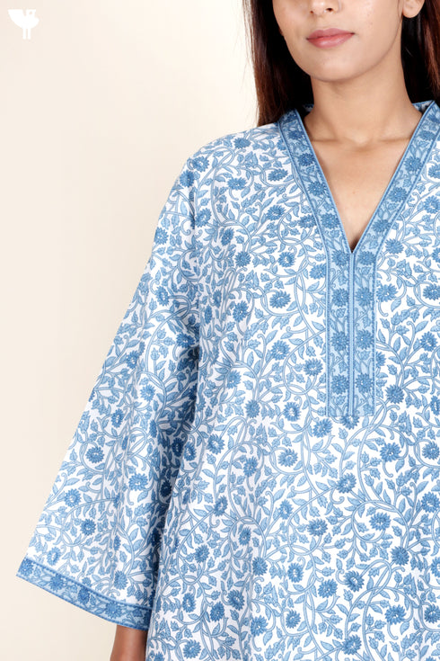 60’s Cotton Full Sleeved Kaftan In Floral Print