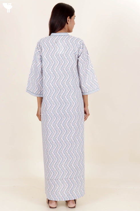 60’s Cotton Full Sleeved Kaftan In Floral Print