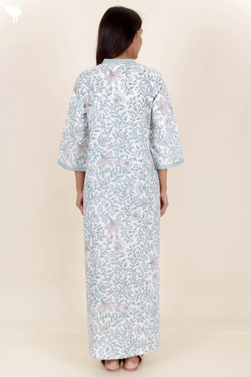 60’s Cotton Full Sleeved Kaftan In Floral Print