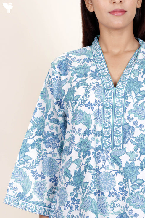 60’s Cotton Full Sleeved Kaftan In Floral Print