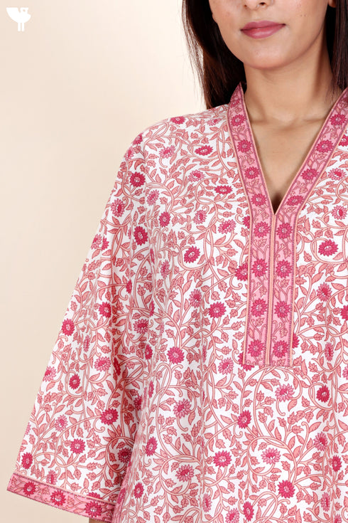 60’s Cotton Full Sleeved Kaftan In Floral Print