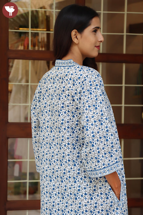 60’s Cotton Full Sleeved Kaftan In Floral Print