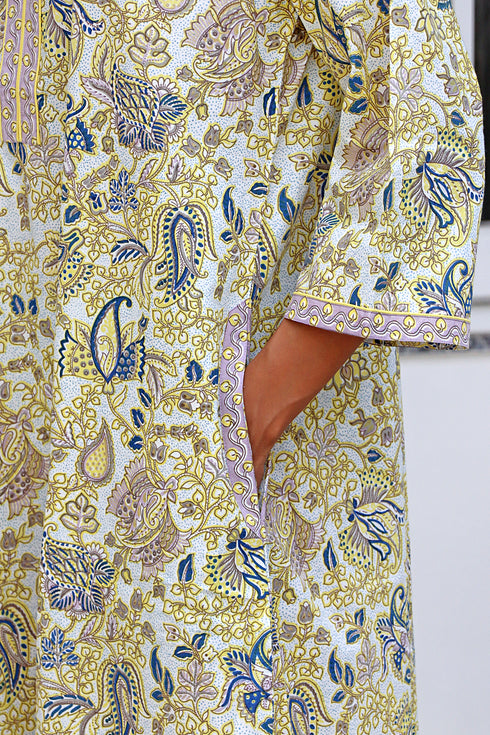 60’s Cotton Full Sleeved Kaftan In Floral Print