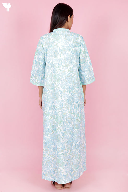 60’s Cotton Full Sleeved Kaftan In Block Print