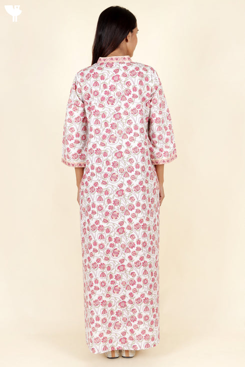 60’s Cotton Full Sleeved Kaftan In Floral Print