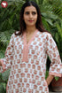 60’s Cotton V-Neck Full Sleeve Kaftan In Floral Print