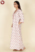 60’s Cotton V-Neck Full Sleeve Kaftan In Floral Print