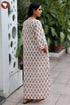 60’s Cotton V-Neck Full Sleeve Kaftan In Floral Print