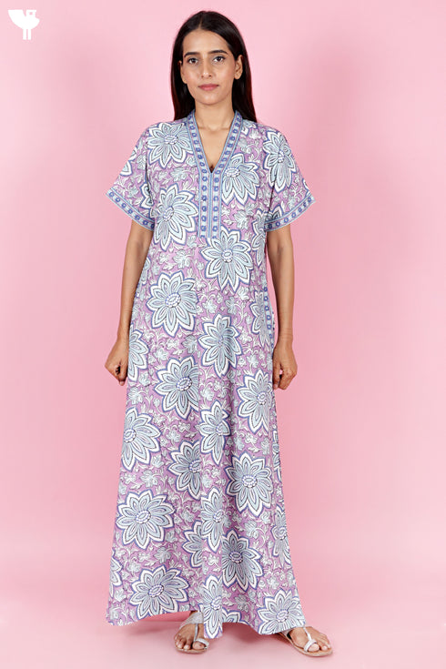 Bizzy Lizzy Kaftan in Floral Block Print