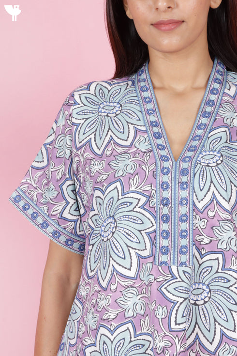 Bizzy Lizzy Kaftan in Floral Block Print