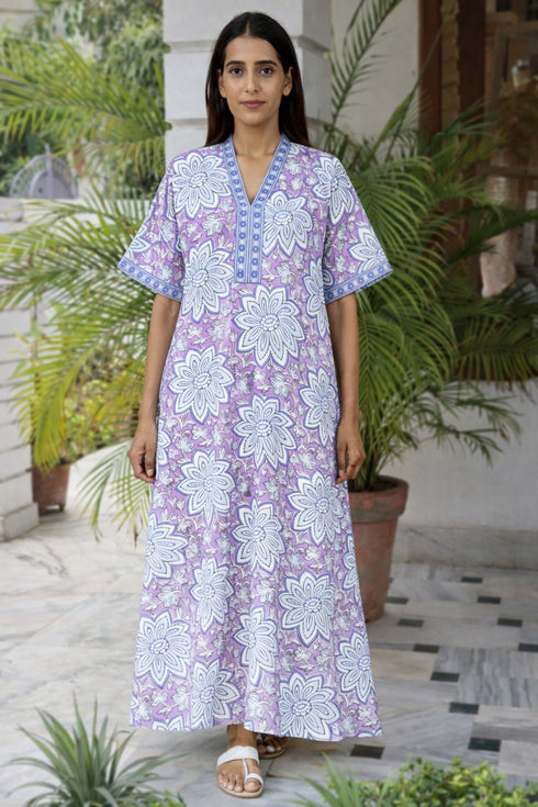 Bizzy Lizzy Kaftan in Floral Block Print