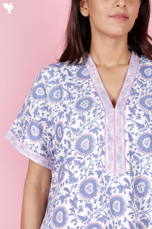 Bizzy Lizzy Kaftan in Floral Block Print