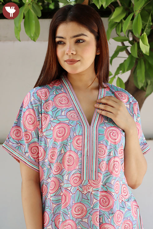 Bizzy Lizzy Half Sleeved Kaftan in Block Print