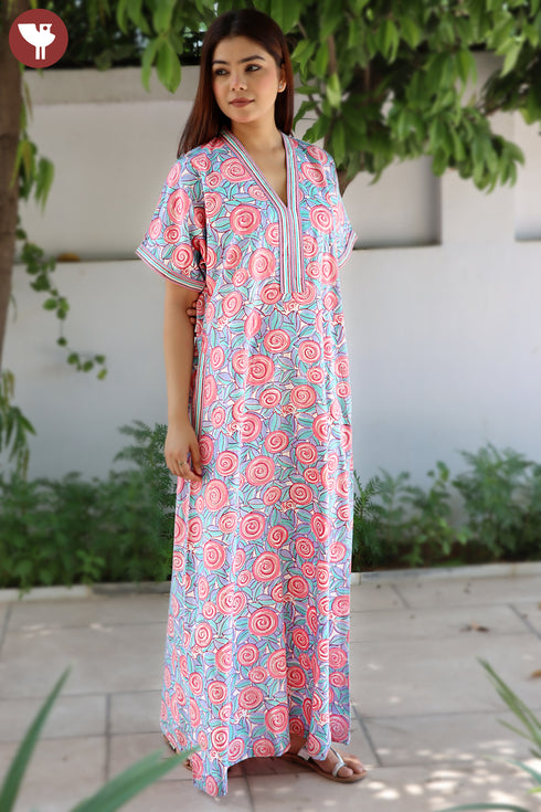 Bizzy Lizzy Half Sleeved Kaftan in Block Print