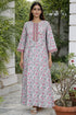 60’s Cotton Zipper Kaftan Full Sleeved In Floral Print