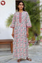 60’s Cotton Zipper Kaftan Full Sleeved In Floral Print