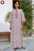 60’s Cotton Zipper Kaftan Full Sleeved In Floral Print