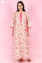60s Cotton Zipper Front Kaftan In Floral Print