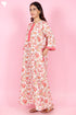 60s Cotton Zipper Front Kaftan In Floral Print