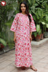 60s Cotton Zipper Front Kaftan In Floral Print