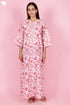 60s Cotton Zipper Front Kaftan In Floral Print