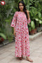 60s Cotton Zipper Front Kaftan In Floral Print