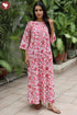 60s Cotton Zipper Front Kaftan In Floral Print