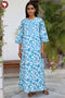 60s Cotton Zipper Front Kaftan In Floral Print