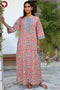 60s Cotton Zipper Front Kaftan In Floral Print