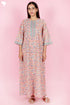 60s Cotton Zipper Front Kaftan In Floral Print