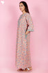 60s Cotton Zipper Front Kaftan In Floral Print