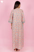 60s Cotton Zipper Front Kaftan In Floral Print