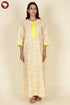60’s Cotton Full Sleeve Zipper Kaftan In Floral Print