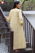 60’s Cotton Full Sleeve Zipper Kaftan In Floral Print