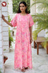 Bizzy Lizzy Half Sleeved Zip Kaftan In Floral Block Print