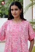 Bizzy Lizzy Half Sleeved Zip Kaftan In Floral Block Print