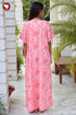Bizzy Lizzy Half Sleeved Zip Kaftan In Floral Block Print