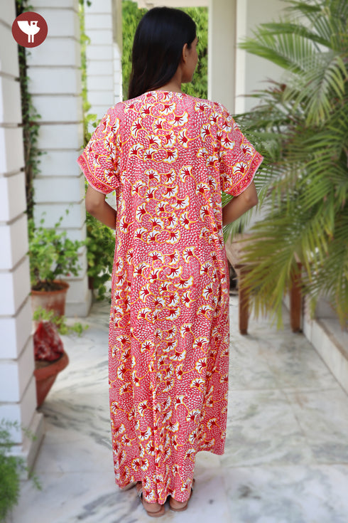 Bizzy Lizzy Front Zipper Kaftan in Floral Print