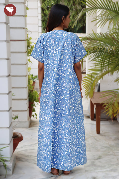 60’s Cotton Short Sleeve Kaftan In Floral Print