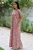 60’s Cotton V-neck Kaftan In Floral Print
