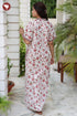 60’s Cotton V-neck Kaftan In Floral Print