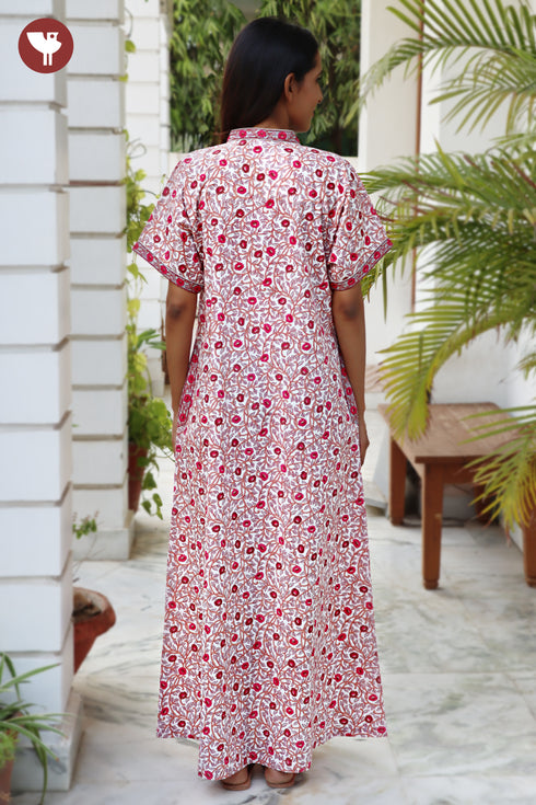 60’s Cotton Short Sleeve Kaftan In Floral Print