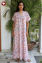 60’s Cotton V-neck Kaftan In Floral Print