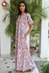 60’s Cotton V-neck Kaftan In Floral Print