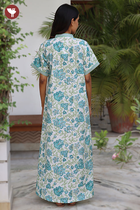 60’s Cotton Short Sleeved Kaftan in Floral Print