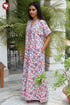 60’s Cotton Short Sleeve Kaftan In Floral Print